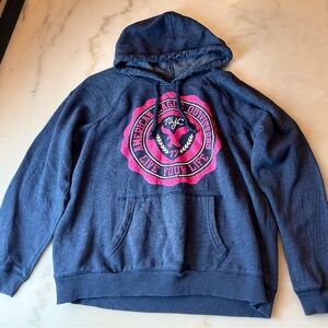 American Eagle Outfitters Gray Hooded Pullover with Pink Accent
